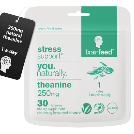 Natural L Theanine Capsules | 250mg Isolated L Theanine Powder from Green Tea Extract | 30 Capsules - 1 Per Day | GABA Supplement Support| Aids Relaxation Without Sedation | Vegan Supplement