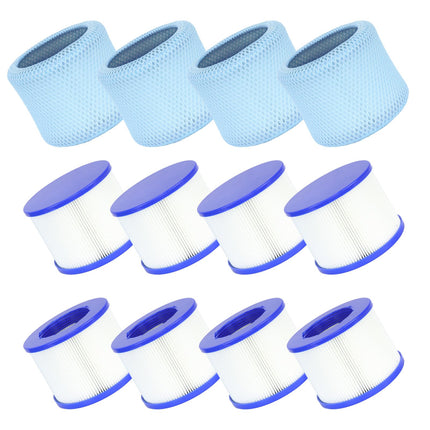 Lucasou 60% Denser Filter, High-Efficiency Screw-in Hot Tub spa Filters Replacement Compatible with All Relxtime, Aleko, Wejoy, Aquaspa Hot Tubs & Other Spas(8 Filters + 4 Filter Bags)