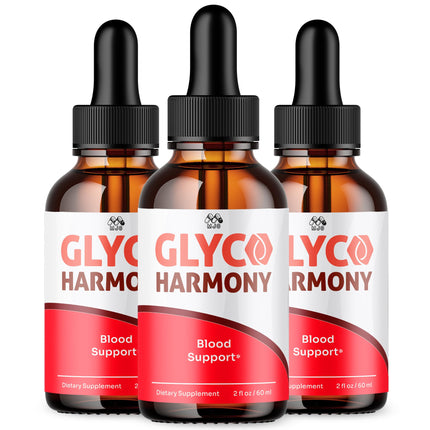 Glyco Harmony Drops, Official Glyco Harmony Liquid Supplement with All Natural Ingredients, GlycoHarmony Blood Support Max Strength Health & Wellness Vitamin Supplement (3 Bottle Bundle, 90 Servings)