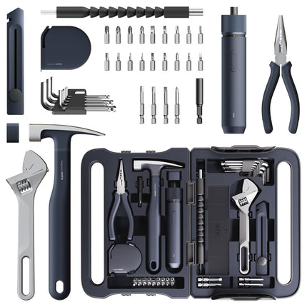 HOTO 40-Piece Tool Kit, Household Essentials Tool Set w/Smart Electric Screwdriver (LED, 3 Torque) + 14 Tools & 26 Accessories Including Allen Wrenches Sets | Pro-Grade Compact Organizer
