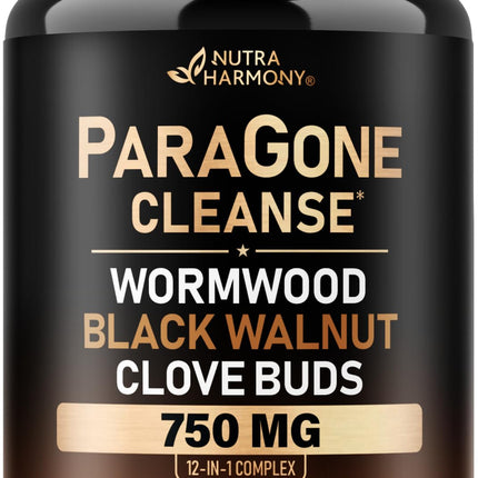 Wormwood, Black Walnut, Clove & Astragalus - ParaGone for Cleanse, Detox, Intestinal & Gut Flora Support - 12 in 1 Complex for Men & Women - NON-GMO, Vegan - Made in USA - 60 Capsules for 2 Months