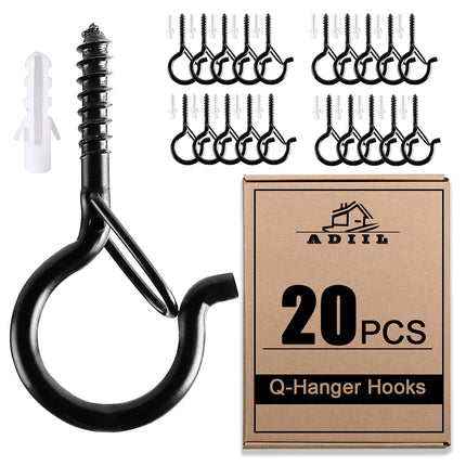 ADIIL Q Hanger Ceiling Screw Hooks for Hanging Outdoor String Light, Plants