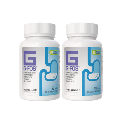 NANOWELL G-FOS Digestive Health Supplement, Vitamin U - 90 Tablets X 2 Bottles for 2 Months (180 Count)
