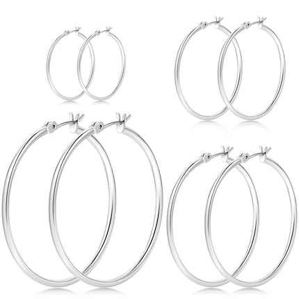 Gokeey Silver Earrings for Women Trendy, Hypoallergenic Silver Hoop Earrings for Women, Small Hoop Earrings Huggie Hoops Earrings for Jewelry Gifts 14mm 20mm 30mm 40mm