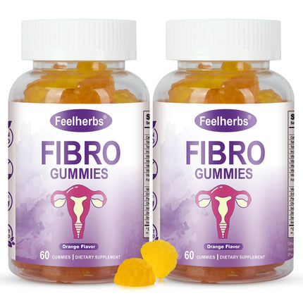 Feelherbs Fibro Gummies for Women, Pack of 2, Multivitamin Inositol Gummies with Inositol, Biotin, Vitamins A, C, D3, E, B6, B12, 60 Gummies Per Bottle