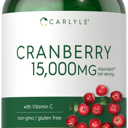 Carlyle Cranberry Capsules with Vitamin C | 300 Pills | Concentrated Extract Supplement | for Women and Men | Non-GMO & Gluten Free