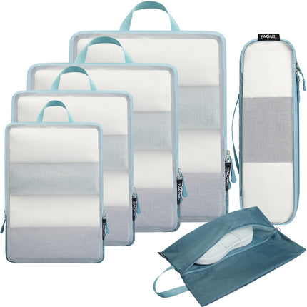 BAGAIL 6 Set Ultralight Compression Packing Cubes Packing Organizer for Travel Accessories Luggage Suitcase Backpack(40D FullMesh Dusty Blue)