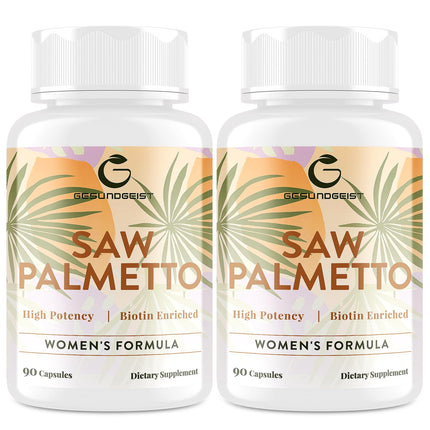 Gesundgeist Saw Palmetto for Women Hair Loss - DHT Blocker with 5-in-1 Blend for Hair Growth, Skin & Nails, Urinary Wellness - Extra Strength Saw Palmetto Supplement - 180 Capsules
