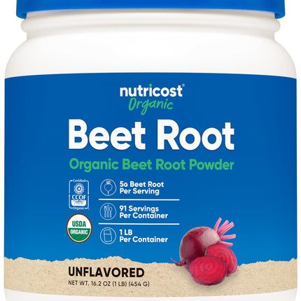 Nutricost Organic Beet Root Powder 1 LB - Vegan, Superfood, Certified USDA Organic