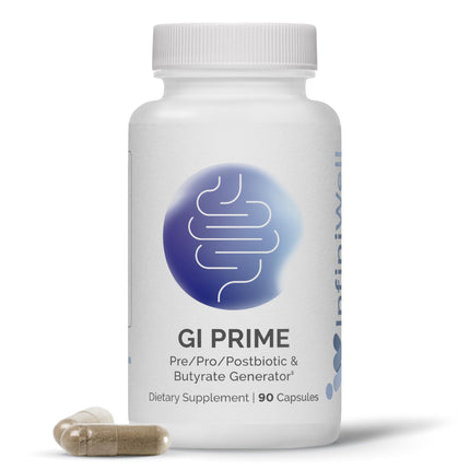 InfiniWell GI Prime - Pre, Post & Probiotics for Digestive Health - Aid Immune Function & Support the Gut-Brain Axis - with Bacillus Probiotics for Women & Men (90 Capsules)