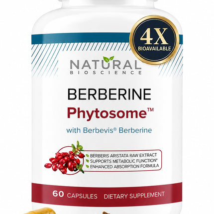 Berberine Phytosome Complex with Berbevis, 550mg Enhanced Absorption Berberine Supplement for Metabolic Support & Heart Health, Highly Bioavailable, Gluten-Free, Non-GMO, 60 Capsules