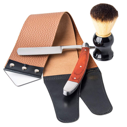 Professional Straight Razor Kit With Strop, Shaving Brush, Leather Strop - Barber Edge Razor Navaja de Barbero