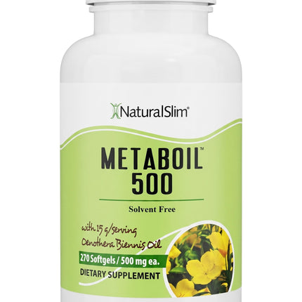 NaturalSlim Metaboil 500 Metabolism, Skin, Hair & Nails Support Evening Primrose Oil with GLA Omega 6, Cold Pressed Oil, Women Supplements 500 mg Softgels Capsules 270 Count