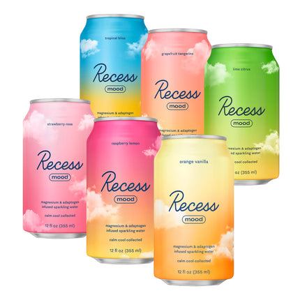 Recess Mood Magnesium Supplement Drink Calming Beverage, 12 Ounce (Variety Pack, 12 Pack) *Greatest Hits Sampler*