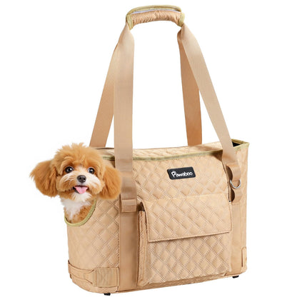 Pawaboo Dog Purse Carrier for Small Dogs with Pocket, Lightweight Dogs and Puppies Tote Bag Carrier, Dog Carriers Soft Sided for Puppy Cat Rabbit, Shopping Travel Puppy Carriers Under 11 LBS, Khaki