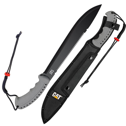 CAT Latin 21-Inch Machete with Shoulder Strap Sheath, Blade Knife with Ergonomic Comfort Tool Handle, Cut, Chop, Clear Brush, Garden, Outdoors, Camping - 980409ECT Black