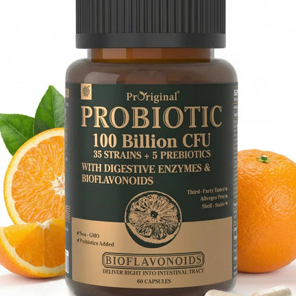 Probiotics with Prebiotics for Men and Women - 35 Strains Probiotics 100 Billion CFU for Gut & Digestive Health, Vegan Acidophilus Probiotic Supplement, Non-GMO Raw Probiotic 60 Capsules