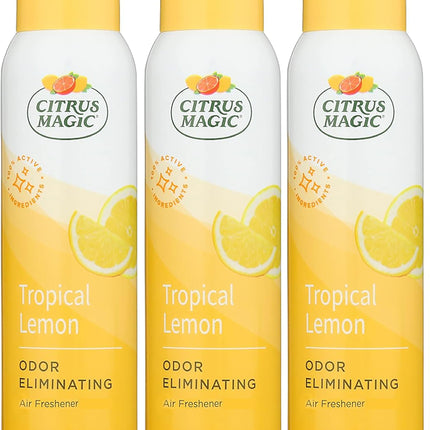 Citrus Magic Odor Eliminating Air Freshener Spray, Tropical Lemon, 3-Ounce, Pack of 3