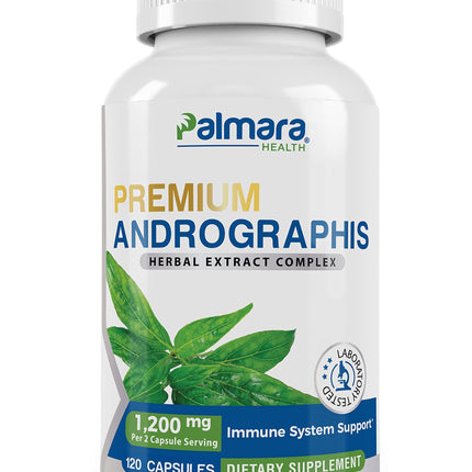 Palmara Health Premium Andrographis Paniculata Extract 1,200mg with 100mg Andrographolides Vegan Capsules for Immune & Digestive Support, Non-GMO, Gluten Free, Herbal Dietary Supplement