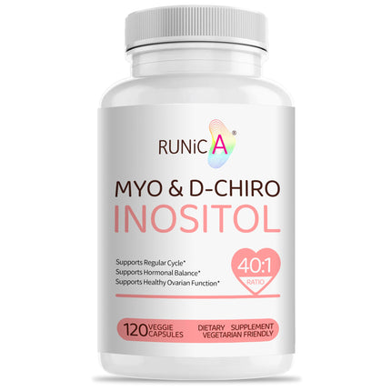 RUNICA Myo-Inositol & D-Chiro Inositol (40:1 Ratio) - Support Hormone Balance, Fertility & Ovarian Health - 120 Vegan Capsules, 30-Day Starter Pack