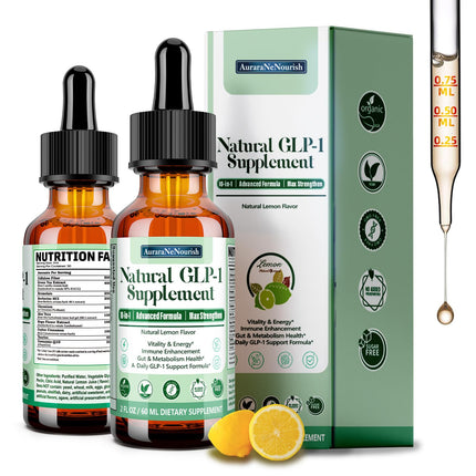 2 Pack GLP-1, GLP-1 Oral Solution Support with Berberine Ceylon Cinnamon Green Tea Chromium & Cellulose Fiber for Hunger & Metabolism, Gut Digestive Wellness, Natural GLP1 Daily Liquid Drops
