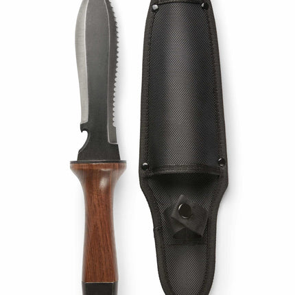 Hori Hori Garden Knife, Traditional Japanese Weeding Tool with ergonomic wooden handle. Large 7'inch blade with case. (Standard blade)