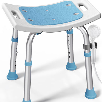 HOMLAND Shower Chair for Inside Shower, 400 lbs Adjustable Shower Stool with Suction Feet, Shower Seat for Inside Tub Bathroom Bench Bath Chair for Elderly and Disabled - Light Blue