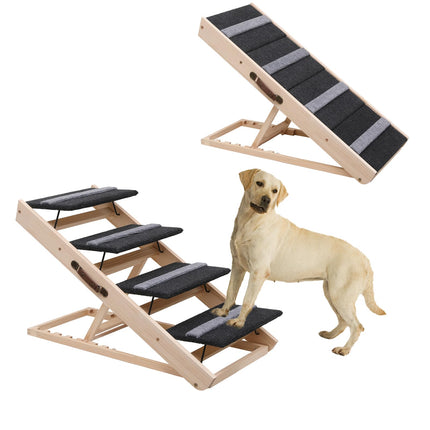 Upgrade 2-in-1 Pet Ramp Dog Stair,Folding Pet Stairs,Portable Dog Ramp for Small&Large Old Animals with Non-Slip Surface,Dog Ramp for Bed,Couch and Car,11.8" to 23.6" Height Adjustable(40×17.7)