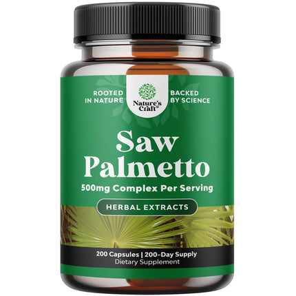 Natures Craft Saw Palmetto for Men with Beta Sitosterol - Saw Palmetto Extract Prostate Health Supplement for Men Bladder Control and Prostate Support - Restoring Hair Supplement - 200 Count
