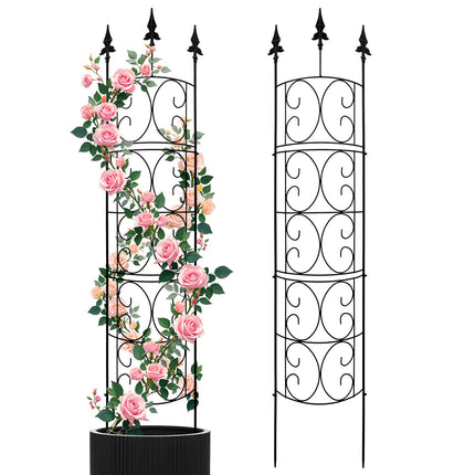 2 Pack 56.7'' H x 12'' W Garden Trellis for Climbing Plants Outdoor, Rustproof Metal Garden Flower Trellis, Rose Trellis for Outdoor Indoor Climbing Plants Clematis Vines Flowers Potted Plants, Tomato
