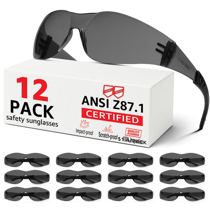 Hoqiwild ANSI Z87.1 Tinted Safety Glasses Bulk 12 pack, Safety Sunglasses for men and women, Scratch & Impact Resistant UV protection sunglasses for Construction, Outdoor Sports & Work