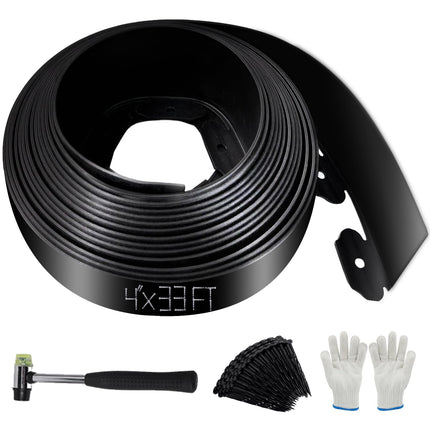 No Dig Landscape Edging 33FT, 4-Inch Plastic Edging, 100 Spikes & Hammer
