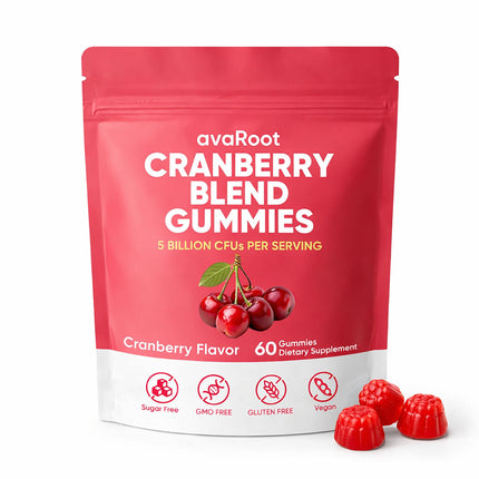 KBKTWOLT avaRoot Cranberry Blend Gummies - Women's Balanced pH, Cranberry & Probiotic Formula with Vitamin C for Women’s Wellness & Urinary Tract Support - 60 Gummies