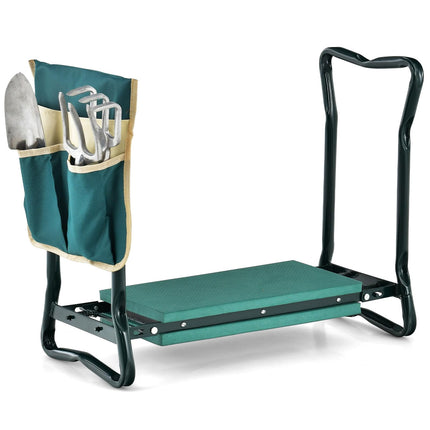 Goplus Garden Kneeler and Seat, Heavy-Duty Garden Bench w/Large Tool Pouch, Widen EVA Foam Kneeling Pad, Portable Gardening Gift for Women Men Seniors, Foldable Garden Stool for Kneeling & Sitting