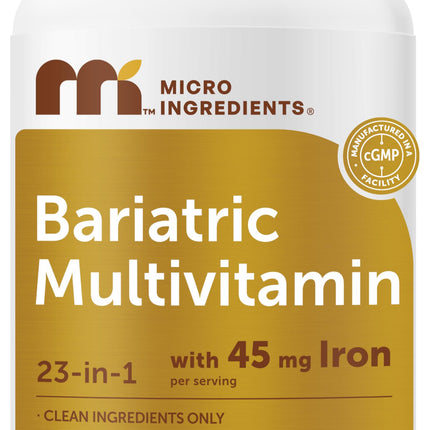 Micro Ingredients Methylated Bariatric Multivitamin with 45mg Iron for Women & Men, 240 Veggie Capsules | 23-in-1 Essential Vitamins with D3, K2, Zinc & More | No Fillers, Non-GMO