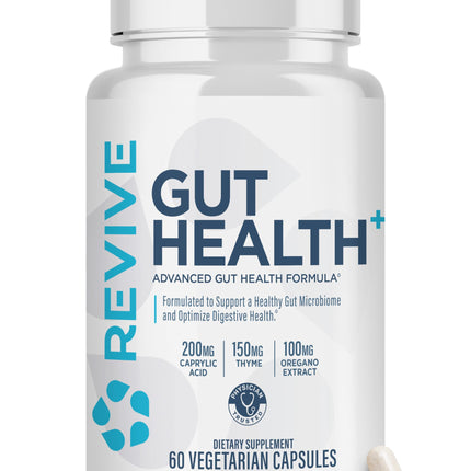 Revive MD Gut Health Supplements for Men & Women - Daily Gut Repair & Digestive Health Support Formula with Thyme, Oregano & Milk Thistle - Vegan-Friendly, Gluten-Free (60 Capsules, 30 Servings)