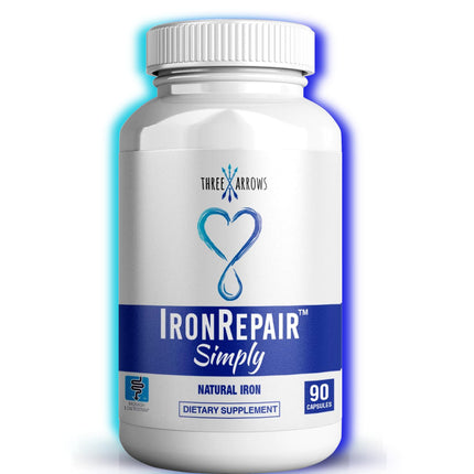 Iron Repair Simply Natural Iron Supplement, Best Absorption & Gentle on Stomach, Monash Low FODMAP, Raise Hemoglobin & Ferritin Iron Pills for Women, Men, Teens, & Pregnancy 90 Bovine Gelatin Capsules