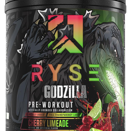 RYSE Godzilla X Noel Deyzel Pre Workout Powder - Cherry Limeade - 400mg Caffeine, High Stim Pre-Workout for Men & Women with Citrulline & Beta Alanine - Energy, Pump & Focus - 20/40 Servings
