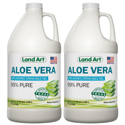 Organic Aloe Vera Drinkable Gel for Heartburn & Acid Reflux Relief - 99.7% Pure - Cold-Processed - Improves Digestive Health - Soothing and Natural - Vegan & Gluten-Free - 64 fl oz (Pack of 2)