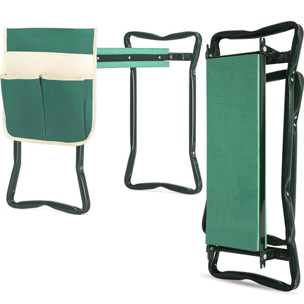 FozsKeylf Garden Kneeler and Seat, Soft EVA Kneeling Pad Stool with Tool Pouch, Heavy Duty Foldable Gardener Stool, Green