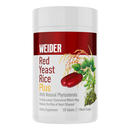 Weider Red Yeast Rice Plus - Botanical Dietary Supplement for Heart Health - Antioxidant Wellness Supplement - with Phytosterols & Microalgae - 120 Capsules