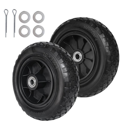 TPXQWL 10" 3.00-4 Flat Free Tire 5/8" Bearing 2.2" Hub for Hand Truck 2PK
