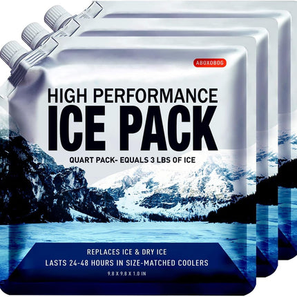 ABOXOBOG Reusable Ice Packs for Coolers Long Lasting Gel Freezer Packs for Lunch Bags Cooler Backpack Lunch Box, Keeps Food Cold Fresh (9.8"x9.8"x3P)