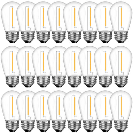 GvvooHome 24 Pack Shatterproof S14 LED Replacement Bulbs for Outdoor String Lights, 1W Equivalent to 11W Incandescent Bulb, Soft White 2200K, Dimmable, E26 Regular Medium Screw Base