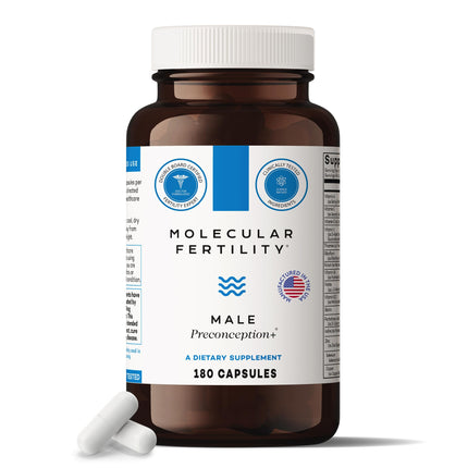 Molecular Fertility Male Preconception+ Fertility Supplements for Men - Reproductive Cell & Fertility Support - Conception for Him - CoQ10, Ashwagandha, Shilajit, DAA, Zinc, Selenium - 30 Day Supply