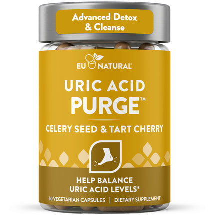 Eu Natural Purge Uric Acid Flush - Eat & Drink What You Want - Uric Acid Support for Joints & Mobility with Celery Seed, Tart Cherry & Chanca Piedra - 60 Vegetarian Capsules
