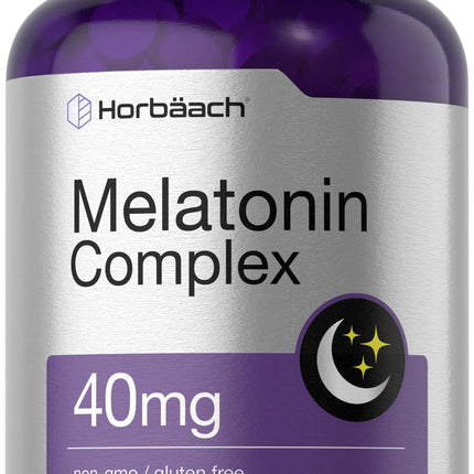 Horbäach Melatonin 40mg Complex | 360 Fast Dissolve Tablets | Adult Extra Strength Supplement | with Chamomile and Ashwagandha | Vegetarian, Non-GMO, Gluten Free