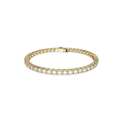 Swarovski Matrix Tennis Bracelet, Round Clear Stones on Gold-Tone Finished Band, Size M, Part of the Matrix Tennis Collection