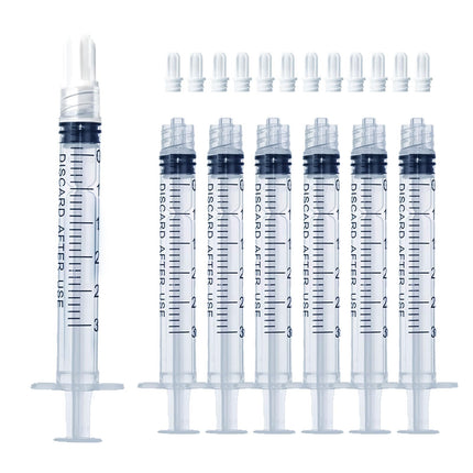 3mL Luer Lock Syringe (No Needle) - Sterile, Individually Wrapped - Pack of 30, Accurate Liquid Measurement, Leak-Proof Design