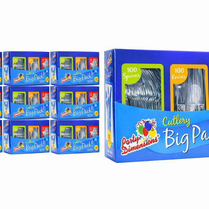 Party Dimensions 3000 Count Plastic Cutlery Combo Case, Disposable Clear Plastic Silverware Utensils Set, 1000 Forks, 1000 Spoons, 1000 Knives
